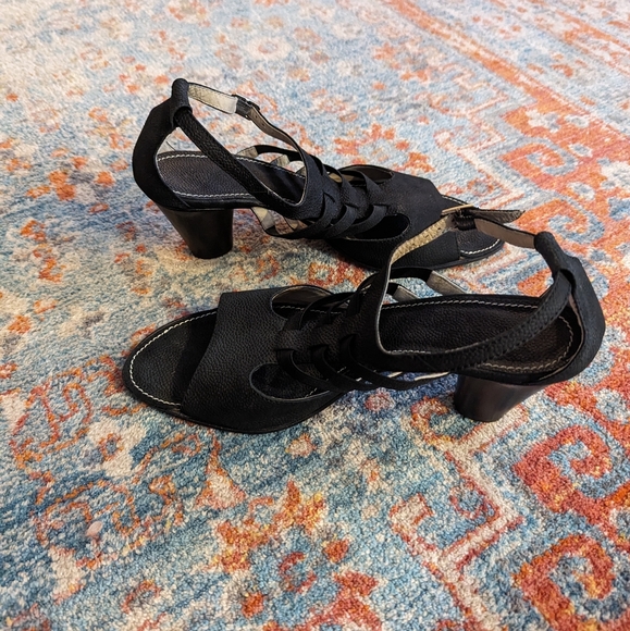 AGL Attilio Giusti Leombruni 40/US 10 Black Leather Heeled Strappy Cage Sandals - Picture 5 of 9